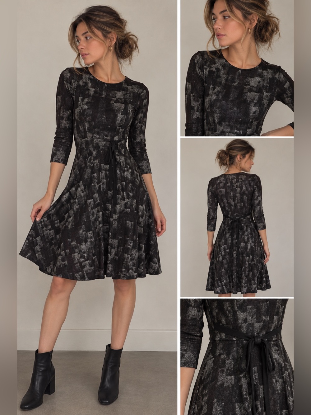 NWT Bella Donna Black & Grey Dress size M